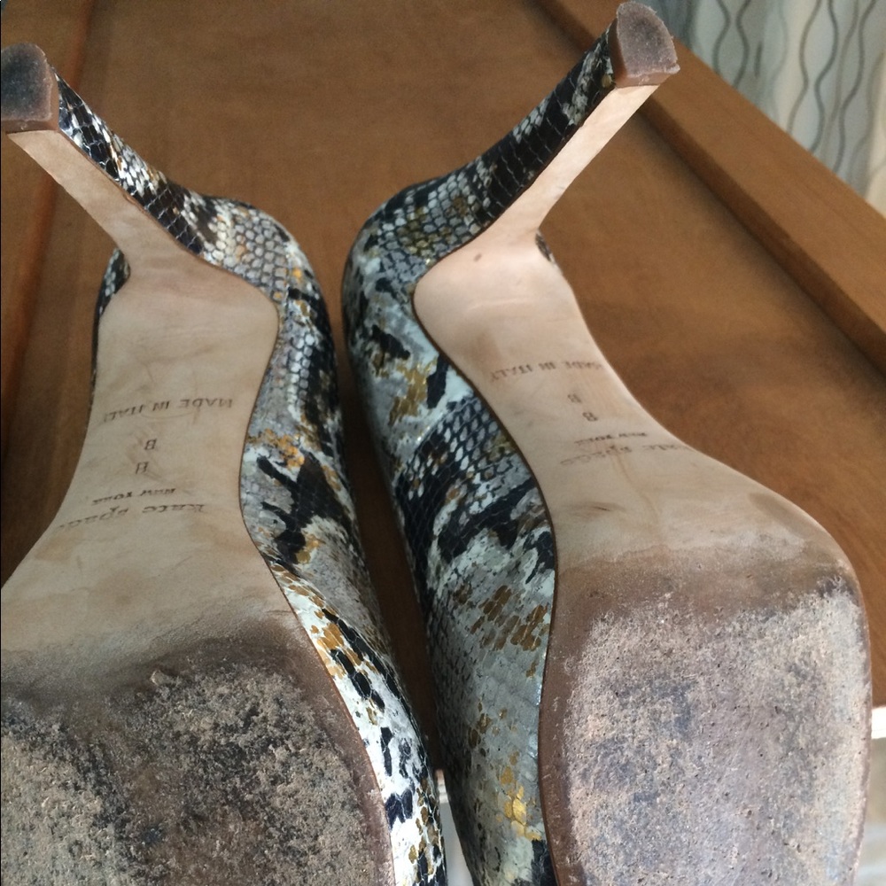 Kate Spade Python Open Toe Gold Black Heel - image 3